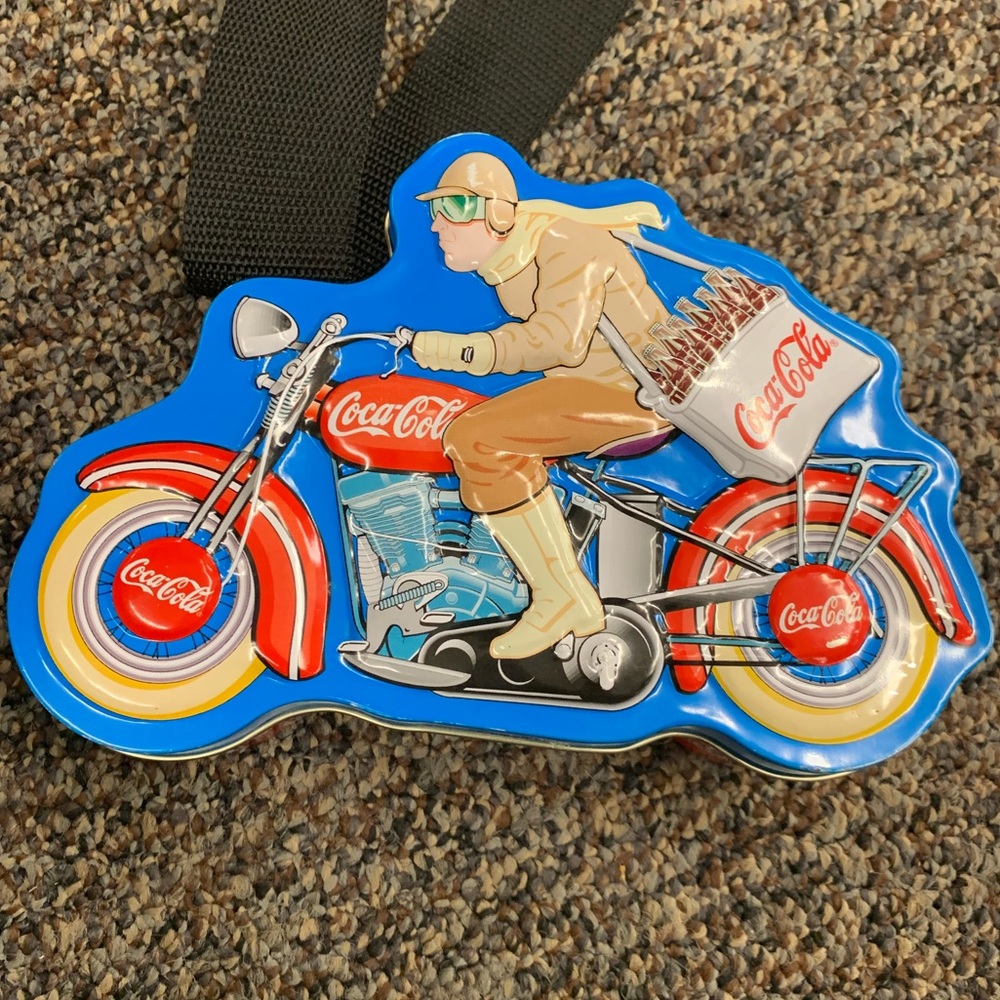 COCA-COLA Motorcycle Delivery Shaped Metal Tin